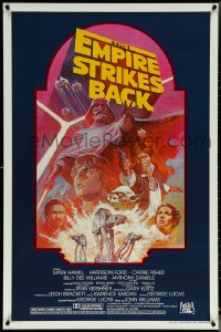 5z0379 EMPIRE STRIKES BACK studio style 1sh R1982 George Lucas sci-fi classic, cool artwork by Tom Jung!