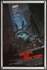 5z0383 ESCAPE FROM NEW YORK studio style 1sh 1981 Carpenter, Jackson art of decapitated Lady Liberty!