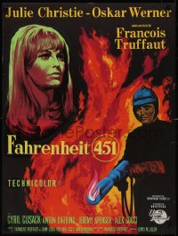 5z0212 FAHRENHEIT 451 French 23x31 1967 Francois Truffaut, Julie Christie, Ray Bradbury!