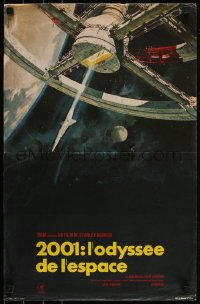 5z0771 2001: A SPACE ODYSSEY French 15x23 R1980s Kubrick, Bob McCall art of space wheel!