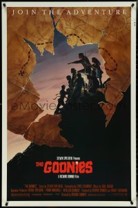 5z0411 GOONIES 1sh 1985 Josh Brolin, teen adventure classic, cool treasure map art by John Alvin!