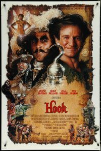 5z0426 HOOK DS 1sh 1991 artwork of pirate Dustin Hoffman & Robin Williams by Drew Struzan!