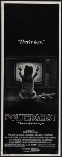 5z0707 POLTERGEIST insert 1982 Tobe Hooper, classic, they're here, Heather O'Rourke by TV!