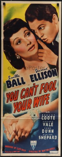 5z0729 YOU CAN'T FOOL YOUR WIFE insert 1940 redhead Lucille Ball & James Ellison, ultra rare!