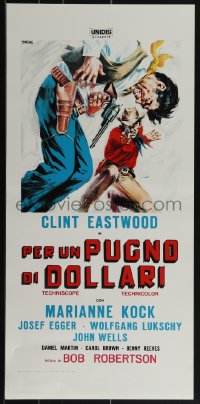 5z0740 FISTFUL OF DOLLARS Italian locandina R1970s different artwork of generic cowboy by Symeoni!