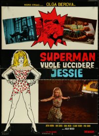 5z0267 WHO WANTS TO KILL JESSIE? Italian 27x37 pbusta 1967 Superman does, comic art from Saudek!