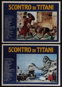 5z0908 CLASH OF THE TITANS 8 Italian 13x19 pbustas 1981 Ray Harryhausen, Olivier!