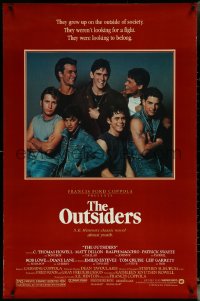 5z0524 OUTSIDERS 1sh 1982 Coppola, S.E. Hinton, Howell, Dillon, Macchio & top cast, no border design!