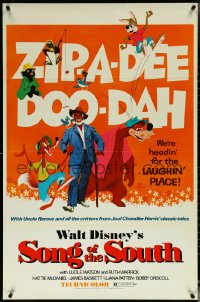 5z0593 SONG OF THE SOUTH 1sh R1972 Walt Disney, Uncle Remus, Br'er Rabbit & Bear, zip-a-dee doo-dah!