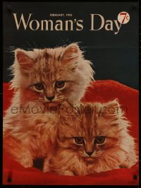 5z0167 WOMAN'S DAY 21x27 special poster February 1953 adorable kittens on the magazine's cover!