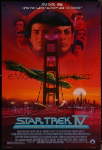 5z0604 STAR TREK IV 1sh 1986 art of Leonard Nimoy, Shatner & Klingon Bird-of-Prey by Bob Peak!