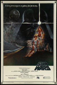 5z0232 STAR WARS style A heavy stock 27x41 video poster R1982 A New Hope, art by Tom Jung!