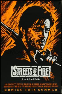 5z0613 STREETS OF FIRE advance 1sh 1984 Walter Hill, Riehm orange dayglo art, a rock & roll fable!