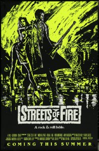 5z0612 STREETS OF FIRE advance 1sh 1984 Walter Hill, Riehm yellow dayglo art, a rock & roll fable!
