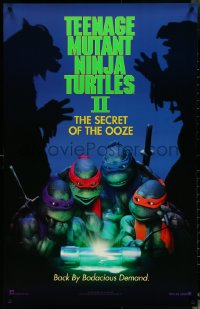 5z0619 TEENAGE MUTANT NINJA TURTLES II teaser 25x39 1sh 1991 Secret of the Ooze, borderless design!