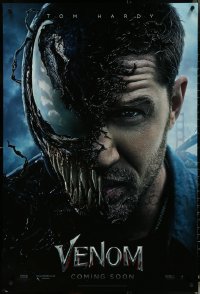 5z0640 VENOM int'l teaser DS 1sh 2018 Marvel, great image of Tom Hardy in the title role transforming!
