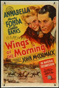 5z0019 WINGS OF THE MORNING 1sh 1937 Henry Fonda, Annabella + cool horse racing art, ultra rare!