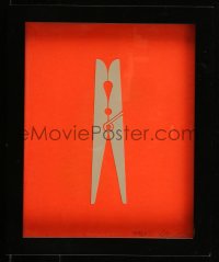 6a0028 OLLY MOSS artist signed framed original art 2011 Clothes Pin on orange background!