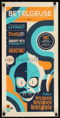 6a1166 BEETLEJUICE signed #38/50 12x24 art print 2012 Tom Whalen, Afterlife's Leading Bio-Exorcist!