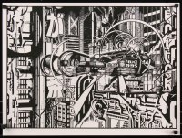 6a0854 BLADE RUNNER signed 18x24 art print 2011 by Anville, Canyons of San Angeles, BW Lineart!