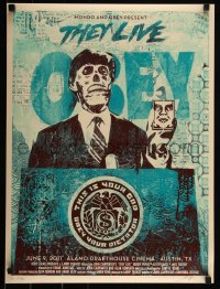 6a1003 THEY LIVE signed #162/500 18x24 art print 2011 by Shepard Fairey, blue edition, Alamo!