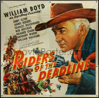 6b0233 RIDERS OF THE DEADLINE 6sh 1943 art of William Boyd as Hopalong Cassidy, Bob Mitchum, rare!