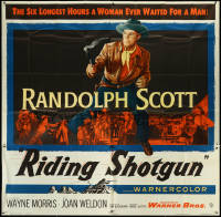6b0234 RIDING SHOTGUN 6sh 1954 great artwork of cowboy Randolph Scott with smoking gun, ultra rare!