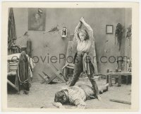 6b1173 BIRD OF PREY 8x10 still 1918 Gladys Brockwell about to plunge sword into man's back, rare!