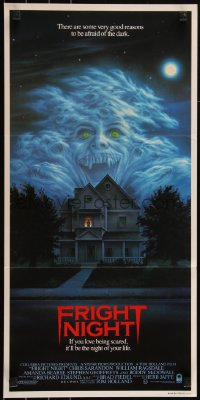 6b0308 FRIGHT NIGHT Aust daybill 1985 Sarandon, McDowall, best classic horror art by Peter Mueller!
