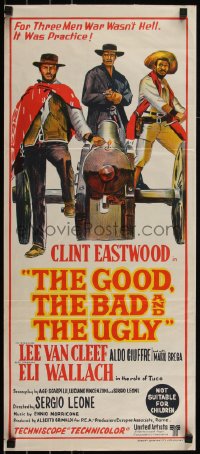 6b0314 GOOD, THE BAD & THE UGLY Aust daybill 1969 Clint Eastwood, Lee Van Cleef, Sergio Leone!