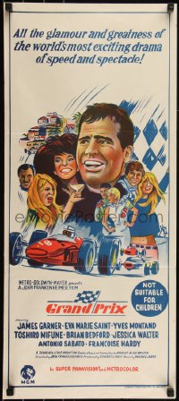6b0315 GRAND PRIX Aust daybill 1967 Formula One race car driver James Garner, great art!