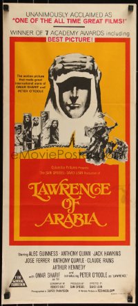 6b0325 LAWRENCE OF ARABIA Aust daybill R1970s David Lean classic, winner of 7 Oscars!