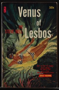 6b1123 VENUS OF LESBOS paperback book 1961 sex is a hunger that feeds on itself, Bonfils cover art!