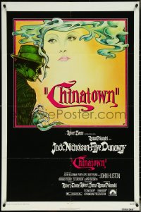 6b0721 CHINATOWN 1sh 1974 Roman Polanski, Jim Pearsall art of smoking Jack Nicholson & Faye Dunaway!