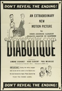 6b0745 DIABOLIQUE 1sh 1955 Signoret & Vera Clouzot in Henri-Georges Clouzot's Les Diaboliques!