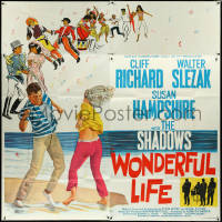 6b0236 WONDERFUL LIFE English 6sh 1964 art of Cliff Richard on beach & with The Shadows, ultra rare!