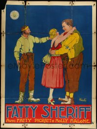 6b0096 DESERT HERO French 1p #1 1921 Fatty Arbuckle, girl & man w/gun, Fatty Sheriff, ultra rare!
