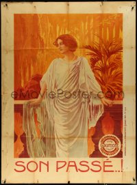 6b0103 SON PASSE French 1p 1913 art of beautiful Yvette Andreyor, Gaumont Cinema, ultra rare!