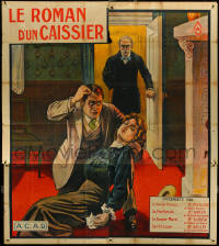 6b0089 LE ROMAN D'UN CAISSIER French 4p 1914 art of scared man holding dead woman, ultra rare!
