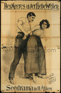 6b0068 DES MEERES UND DER LIEBE WELLEN German 40x62 1912 art of man restraining woman, ultra rare!