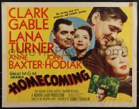 6b0018 HOMECOMING style B 1/2sh 1948 close up art of Clark Gable & Lana Turner, Anne Baxter, John Hodiak