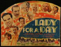 6b0020 LADY FOR A DAY 1/2sh 1933 headshots of Frank Capra & entire cast + New York City, rare!