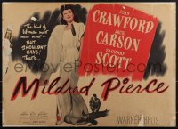 6b0021 MILDRED PIERCE FOAMCORE MOUNTED style B 1/2sh 1945 Crawford in love triangle with daughter!