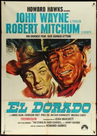 6b0121 EL DORADO Italian 1p R1960s different art of John Wayne & Robert Mitchum, Howard Hawks!