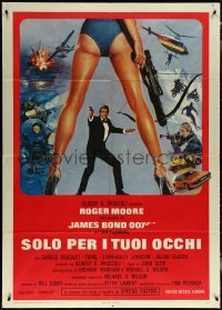 6b0123 FOR YOUR EYES ONLY Italian 1p 1981 Roger Moore as James Bond 007, art by Brian Bysouth!