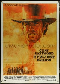 6b0132 PALE RIDER Italian 1p 1985 great artwork of cowboy Clint Eastwood by C. Michael Dudash!