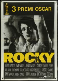 6b0133 ROCKY awards Italian 1p 1977 c/u of boxer Sylvester Stallone, winner of 3 Academy Awards!
