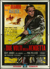 6b0110 ONE EYED JACKS Italian 2p 1961 different Enzo Nistri art of Marlon Brando with gun!