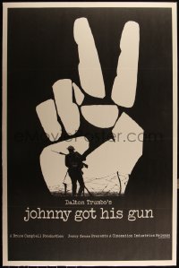 6b0004 JOHNNY GOT HIS GUN FOAMCORE MOUNTED teaser 1sh 1971 Dalton Trumbo, peace sign & soldier image!
