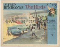 6b0436 BIRDS LC #8 1963 Alfred Hitchcock classic, cars on fire caused by bird attack, people panic!